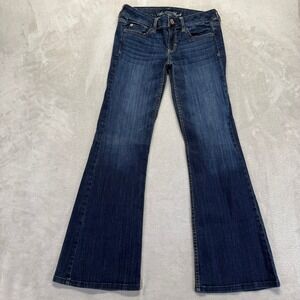 American Eagle Jeans Women's 4 Hipster Stretch Bootcut Dark‎ Wash Denim Low Rise